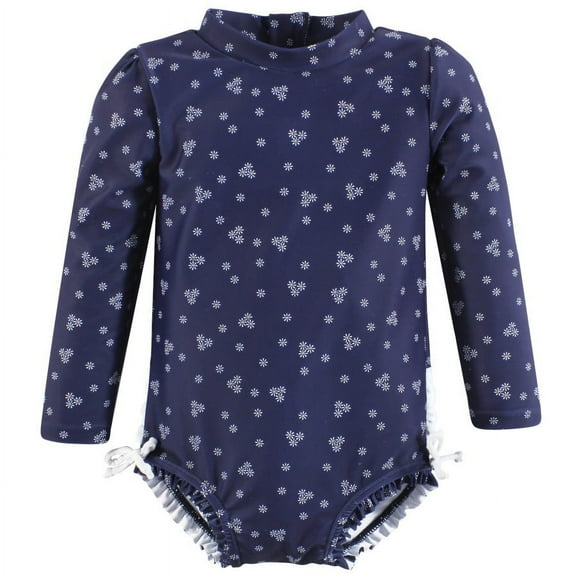 Hudson Baby Girls Rashguard Toddler Swimsuit, Tiny Daisy, 2T