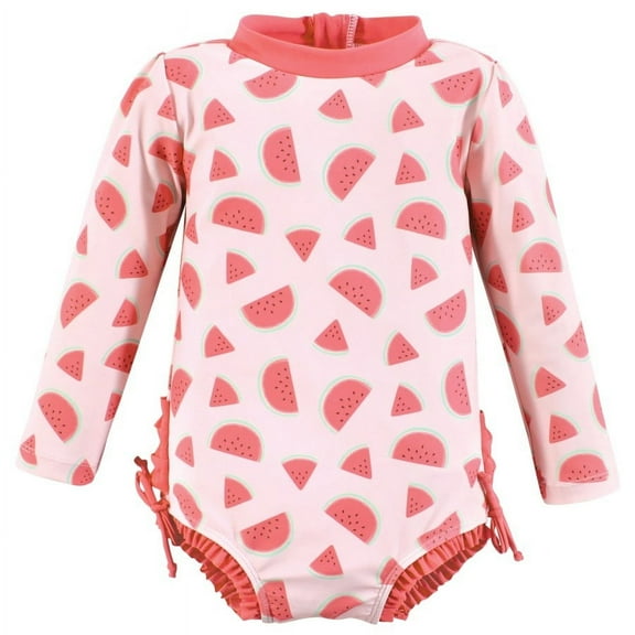Hudson Baby Girls Rashguard Toddler Swimsuit, Watermelon, 2T