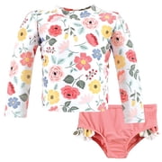 Hudson Baby Girls Swim Rashguard Set, Modern Botanical, 3-6 Months
