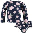 thumbnail image 1 of Hudson Baby Girls Swim Rashguard Set, Navy Rose, 3T, 1 of 4