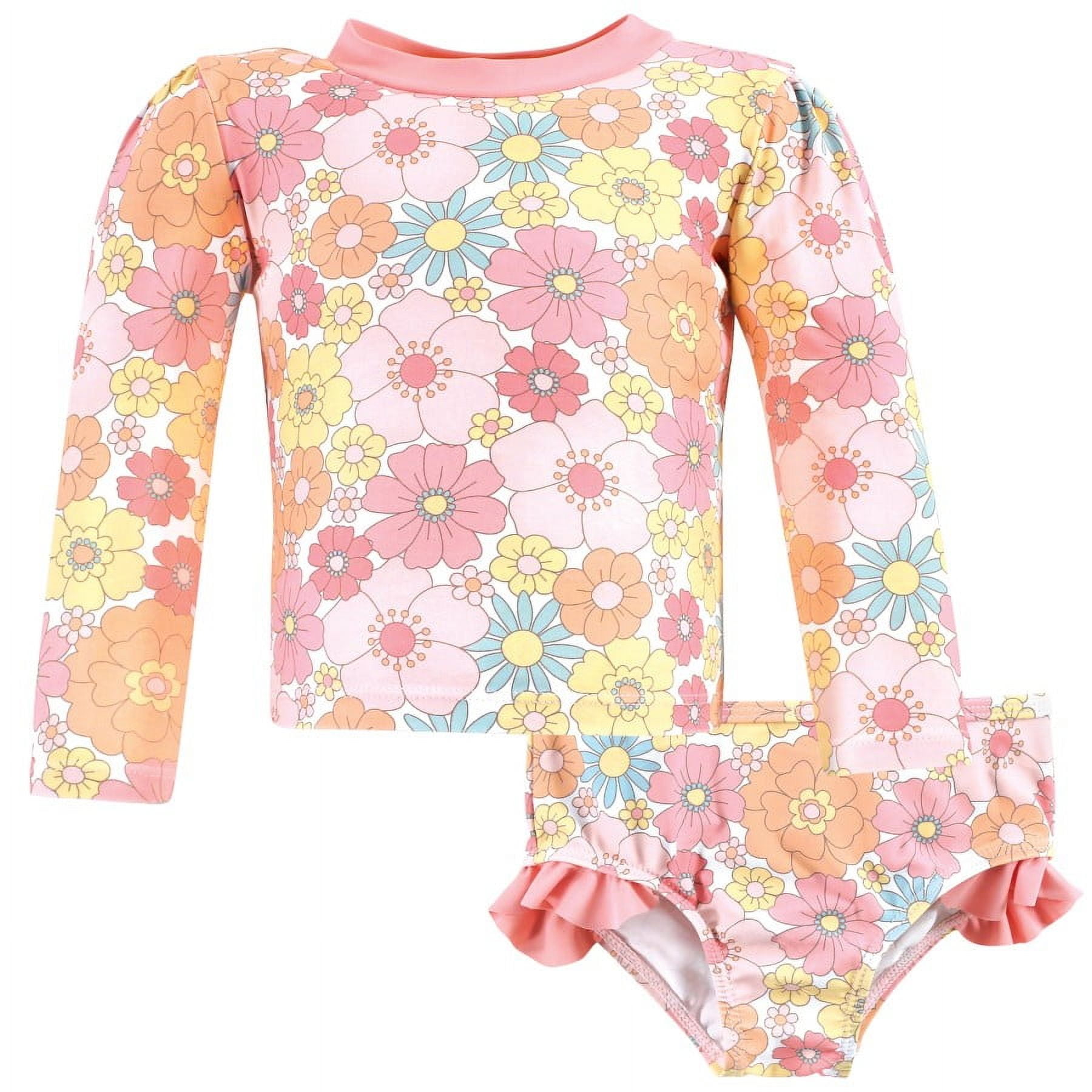 Hudson Baby Girls Swim Rashguard Set, Peace Love Flowers, 3T - Walmart.com