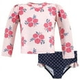 thumbnail image 1 of Hudson Baby Girls Swim Rashguard Set, Pink Navy Roses, 9-12 Months, 1 of 4