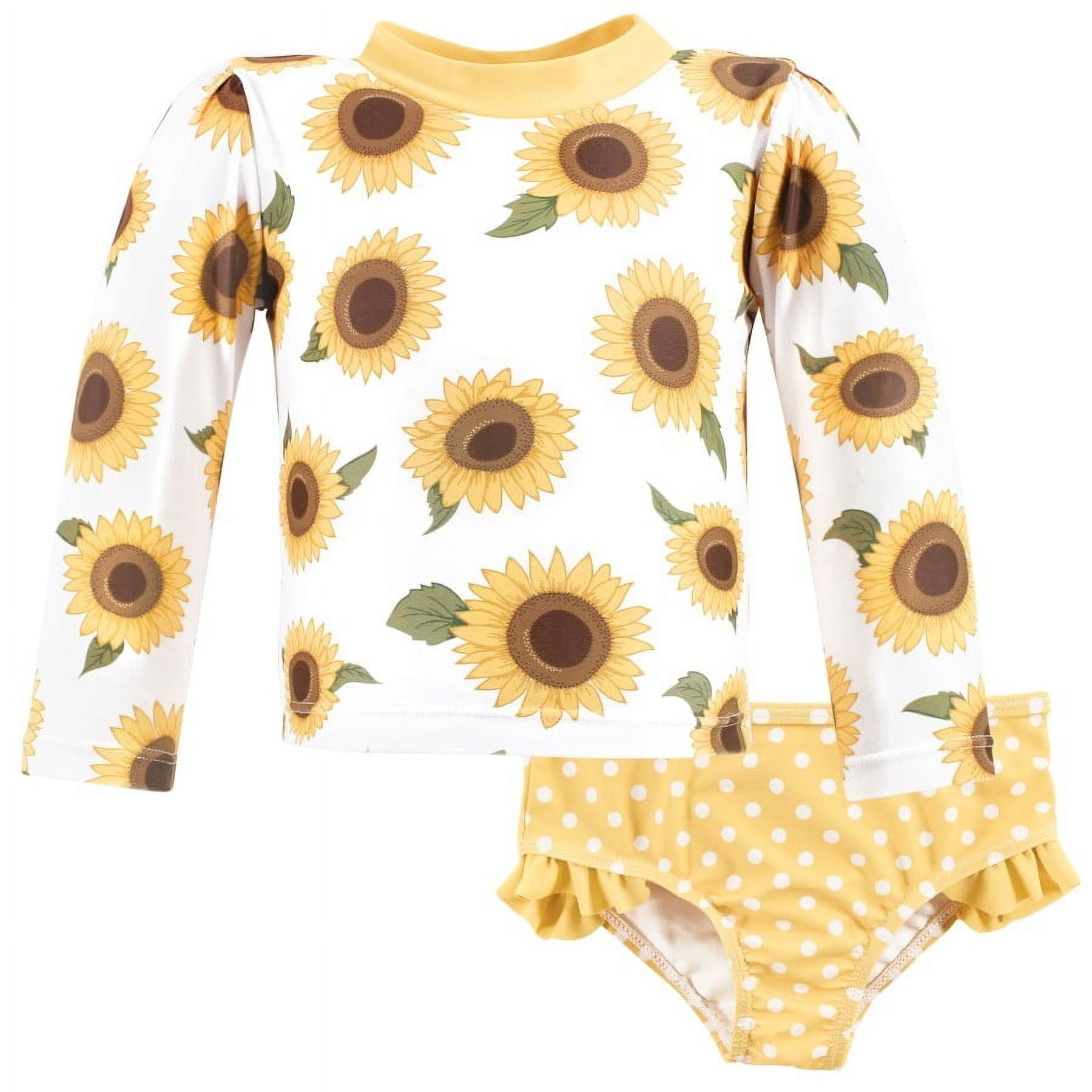 Hudson Baby Girls Swim Rashguard Set, Sunflower, 3-6 Months - Walmart.com