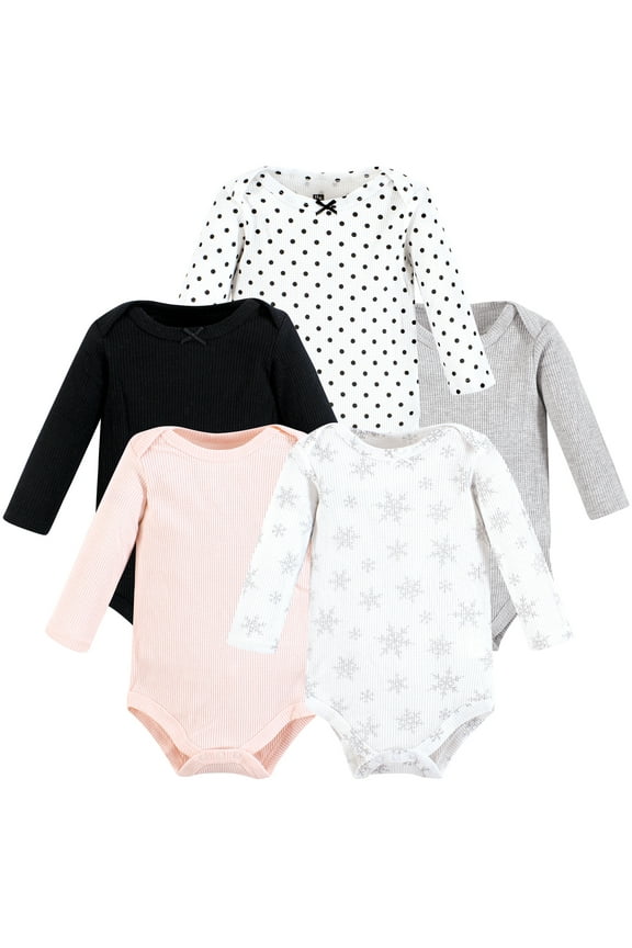 Girls Thermal Long Sleeve Bodysuits, Snowflake, Newborn