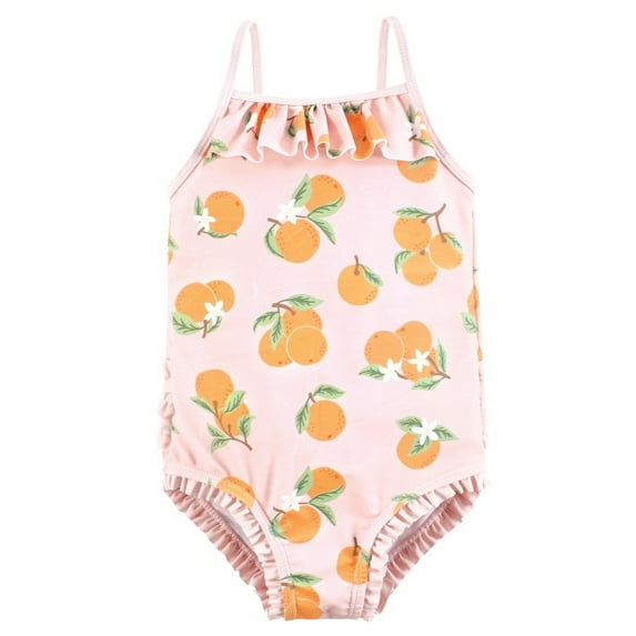 Hudson Baby Girls Toddler Swimsuit, Citrus Orange, 4T