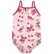 Hudson Baby Girls Toddler Swimsuit, Pink Strawberry, 2T