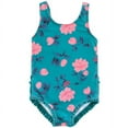 thumbnail image 1 of Hudson Baby Girls Toddler Swimsuit, Teal Floral, 3T, 1 of 2