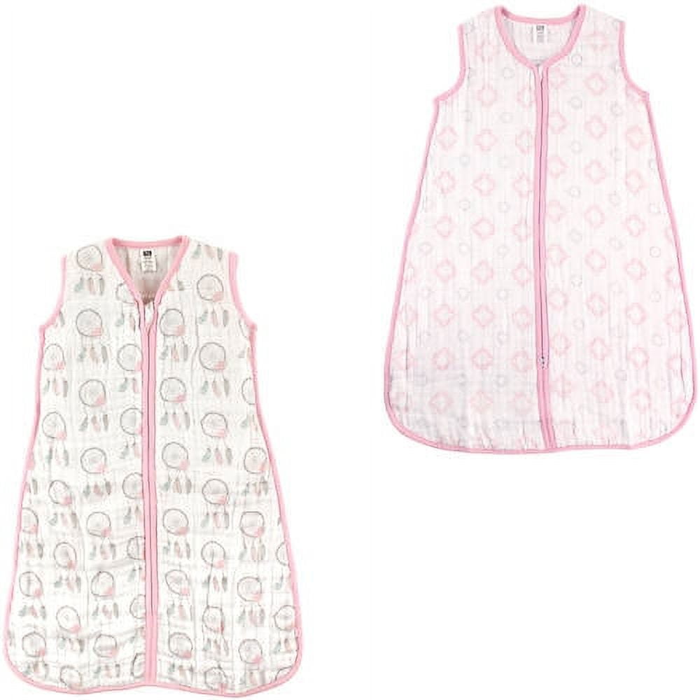 Hudson Baby Girls' Wearable Muslin Sleeping Bag, 2-Pack, Choose Your Color and Size