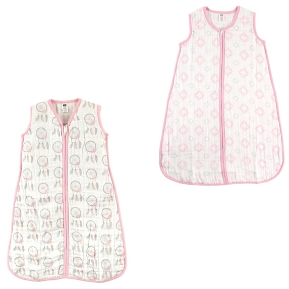 Hudson Baby Girls' Wearable Muslin Sleeping Bag, 2-Pack, Choose Your Color and Size