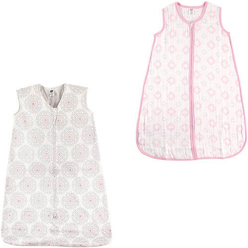 Hudson Baby Girls' Wearable Muslin and Jersey Cotton Sleeping Bag, 2-Pack, Choose Your Color and Size
