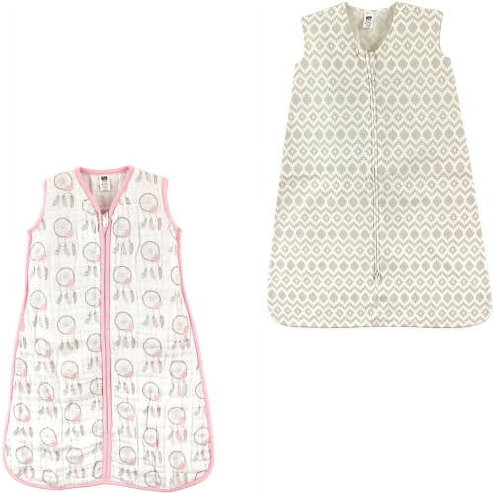 Hudson Baby Girls' Wearable Muslin and Jersey Cotton Sleeping Bag, 2-Pack, Choose Your Color and Size