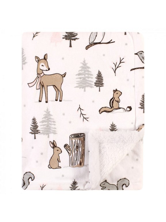 Girls Winter Forest Plush Blanket,Polyester (1 Count)