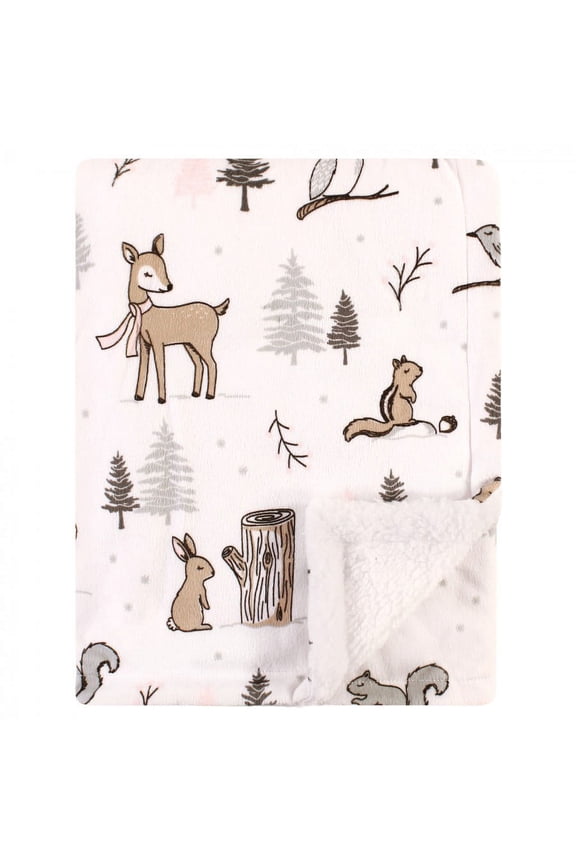 Girls Winter Forest Plush Blanket,Polyester (1 Count)
