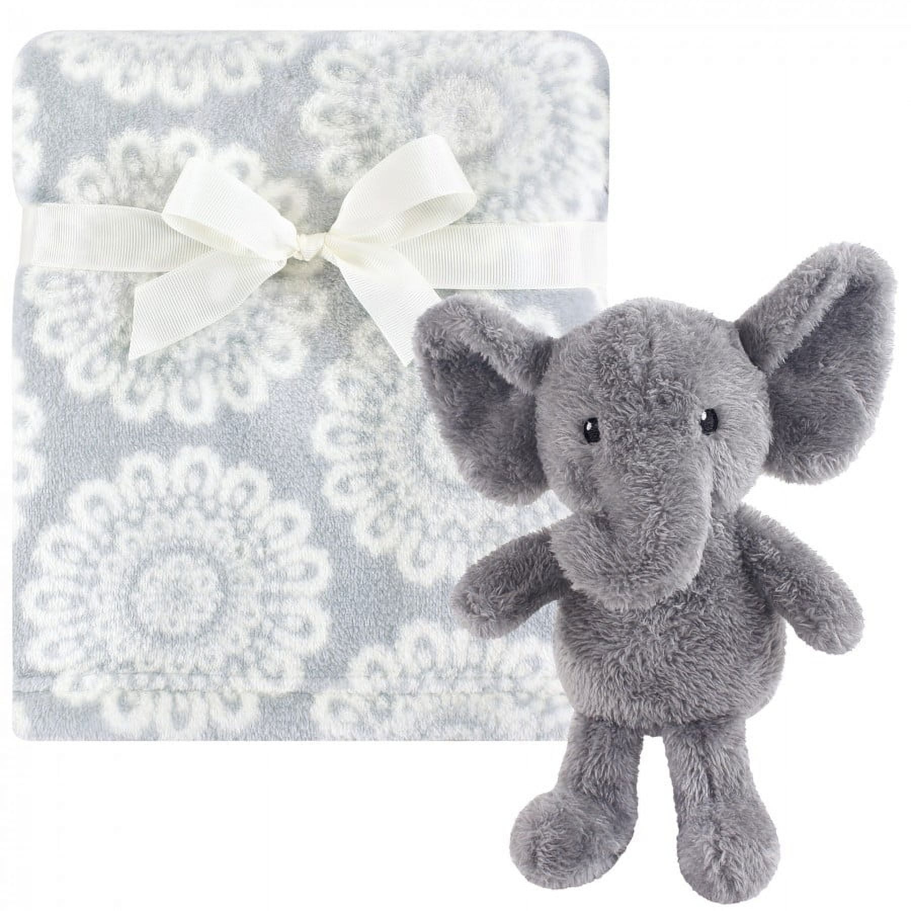 Hudson Baby Gray Plush Baby Blanket with Snuggly Elephant Toy - Walmart.com
