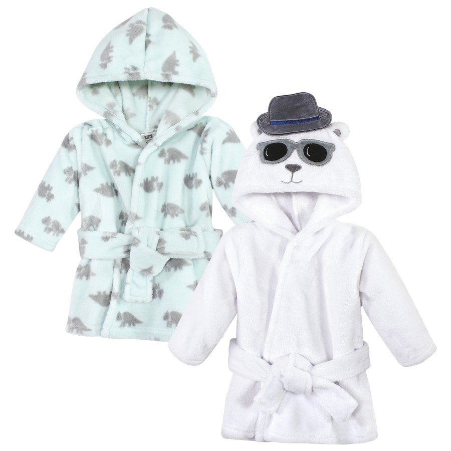 Hudson Baby Infant Boy 2Pc Plush Animal Face Bathrobe, Triceratops ...