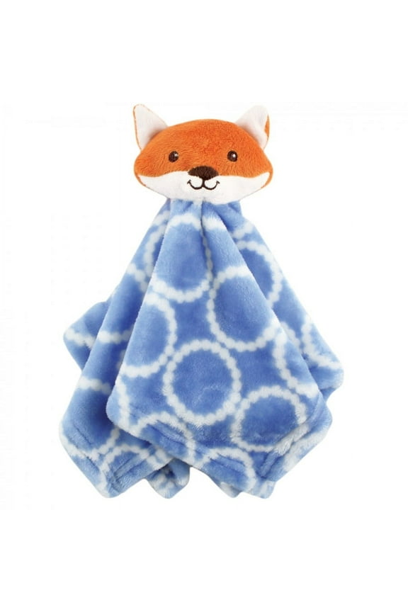 Infant Boy Animal Face Security Blanket, Blue Fox, One Size