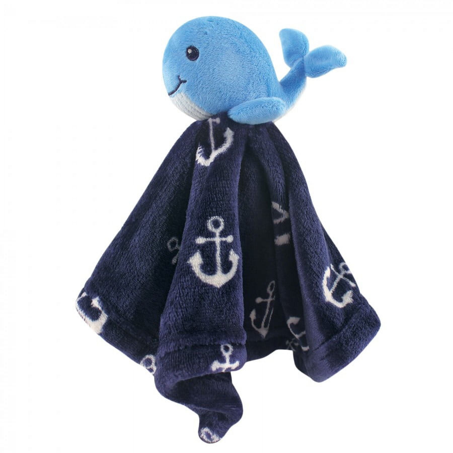 Hudson Baby Infant Boy Animal Face Security Blanket, Boy Whale, One Size