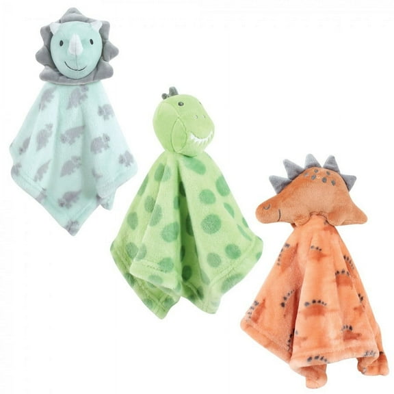 Hudson Baby Infant Boy Animal Face Security Blanket, Dino, One Size