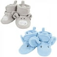 thumbnail image 1 of Hudson Baby Infant Boy Animal Fleece Booties 2-Pack, Blue Elephant Hippo, 6-12 Months, 1 of 5