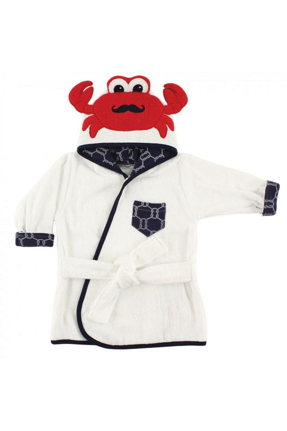 Infant Boy Cotton Animal Face Bathrobe, Mr. Crab, 0-9 Months