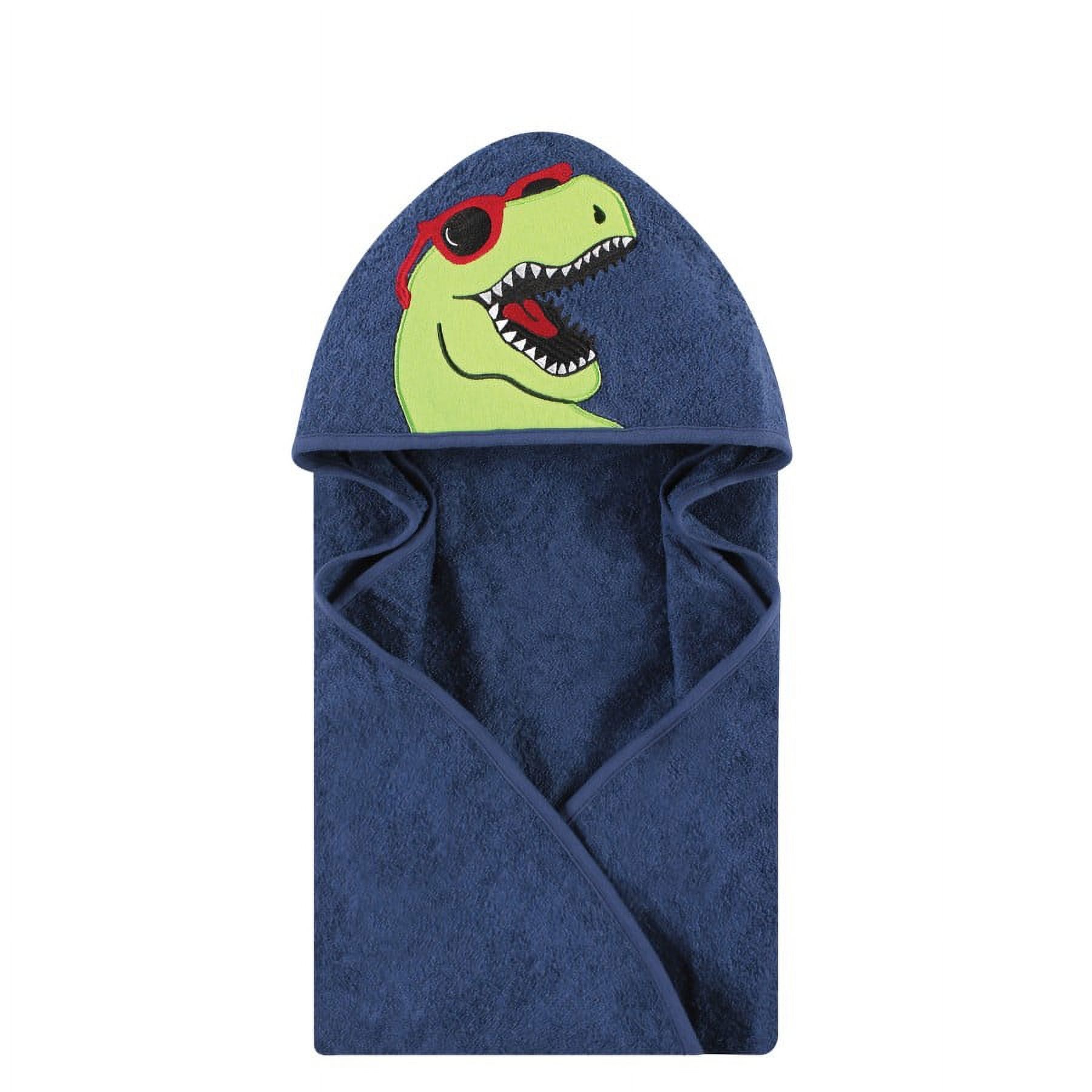 Hudson Baby Infant Boy Cotton Animal Face Hooded Towel, Cool Dino, One Size - image 1 of 2