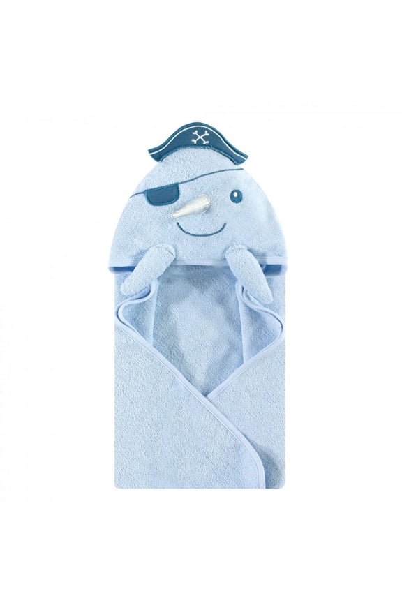 Infant Boy Cotton Animal Face Hooded Towel, Narwhal, One Size