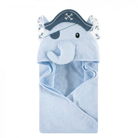 Hudson Baby Infant Boy Cotton Animal Face Hooded Towel, Pirate Elephant, One Size