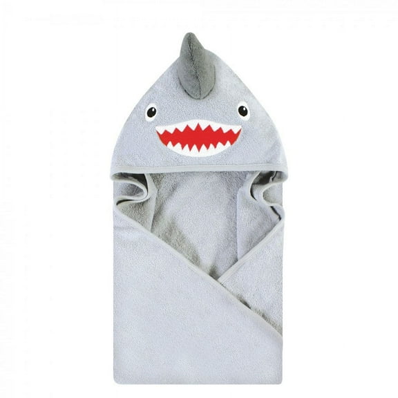 Hudson Baby Infant Boy Cotton Animal Face Hooded Towel, Shark, One Size