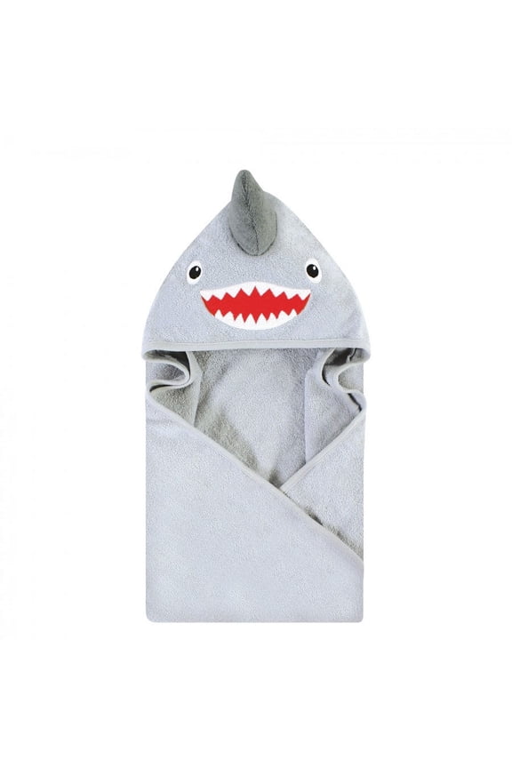 Infant Boy Cotton Animal Face Hooded Towel, Shark, One Size