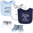 thumbnail image 1 of Hudson Baby Infant Boy Cotton Bib and Sock Set, Newest Family Member, One Size, 1 of 5
