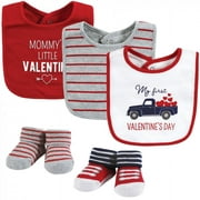 Hudson Baby Infant Boy Cotton Bib and Sock Set, Valentine Truck, One Size