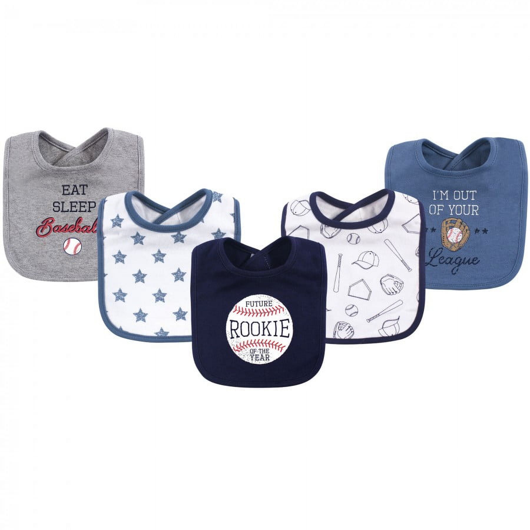 第一ネット Hudson Baby Size One Baseball, 5pk, Bibs Cotton Boy Infant スタイ・バープクロス