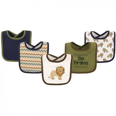 Hudson Baby Infant Boy Cotton Bibs 5pk, Lion, One Size