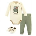 thumbnail image 1 of Hudson Baby Infant Boy Cotton Bodysuit, Pant and Shoe Set, Going On Safari Long Sleeve, 3-6 Months, 1 of 5