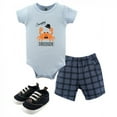 thumbnail image 1 of Hudson Baby Infant Boy Cotton Bodysuit, Shorts and Shoe 3pc Set, Crab, 9-12 Months, 1 of 1