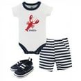 thumbnail image 1 of Hudson Baby Infant Boy Cotton Bodysuit, Shorts and Shoe 3pc Set, Lobster, 12-18 Months, 1 of 5