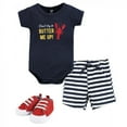thumbnail image 1 of Hudson Baby Infant Boy Cotton Bodysuit, Shorts and Shoe Set, Butter Me Up Lobster, 9-12 Months, 1 of 5