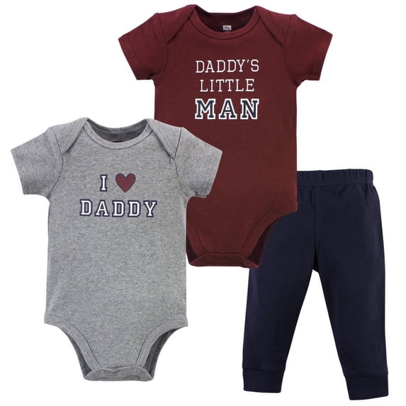Hudson Baby Infant Boy Cotton Bodysuit and Pant Set, Boy Daddy Short Sleeve, 0-3 Months