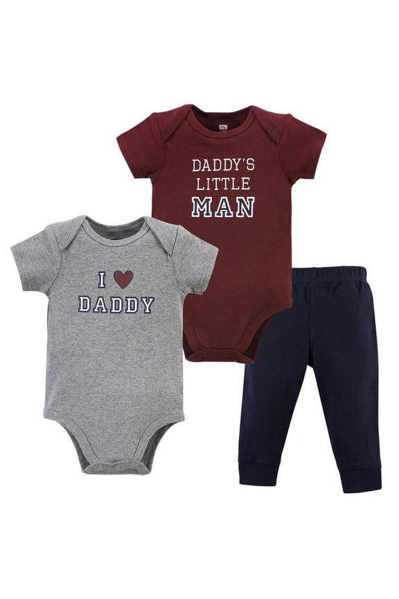 Infant Boy Cotton Bodysuit and Pant Set, Boy Daddy Short Sleeve, 9-12 Months