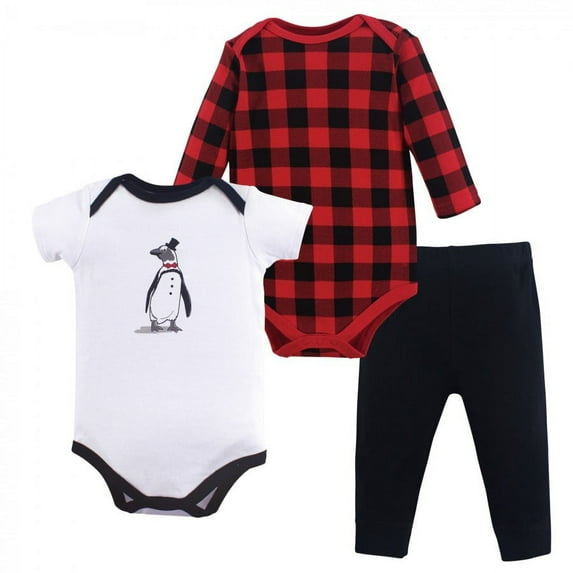 Hudson Baby Infant Boy Cotton Bodysuit and Pant Set, Penguin, 9-12 Months