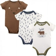 Hudson Baby Infant Boy Cotton Bodysuits 3pk, Bear, 0-3 Months