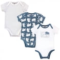 thumbnail image 1 of Hudson Baby Infant Boy Cotton Bodysuits 3pk, Blue Elephant, 12-18 Months, 1 of 4