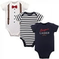 thumbnail image 1 of Hudson Baby Infant Boy Cotton Bodysuits 3pk, Bonjour, 0-3 Months, 1 of 1