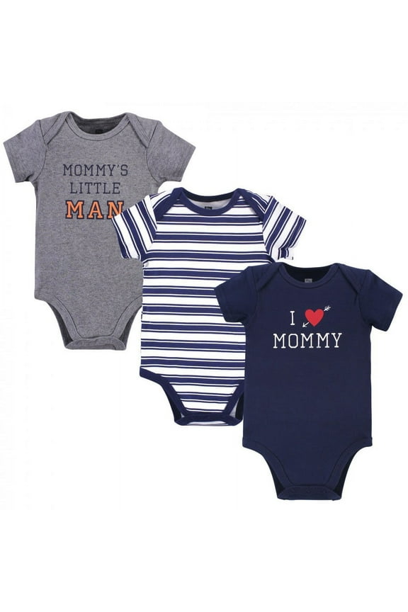 Infant Boy Cotton Bodysuits 3pk, Boy Mommy, 0-3 Months