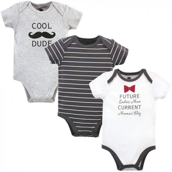 Hudson Baby Infant Boy Cotton Bodysuits 3pk, Future Ladies Man, 9-12 Months
