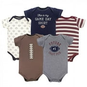 Hudson Baby Infant Boy Cotton Bodysuits 5pk, Football, 9-12 Months