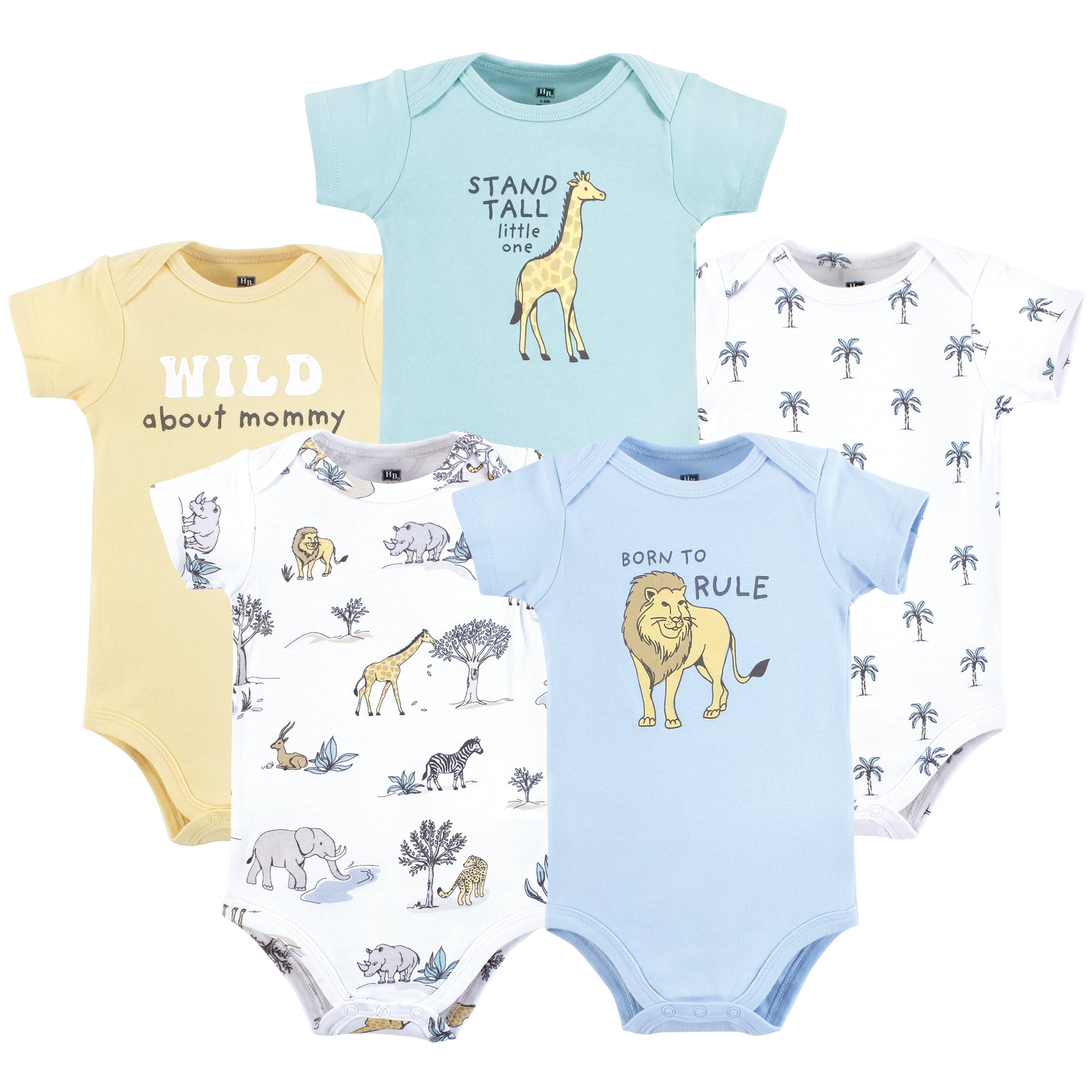 Hudson Baby Infant Boy Cotton Bodysuits, Boy Safari World, 12-18 Months