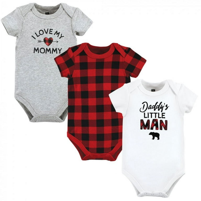 Hudson Baby Infant Boy Cotton Bodysuits, Buffalo Plaid Family, 9