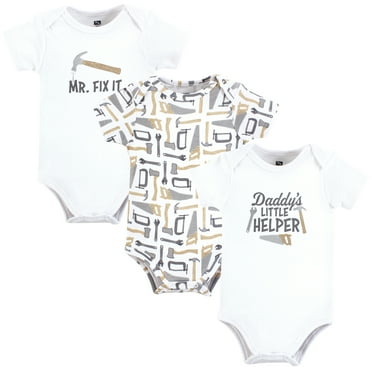 Hudson Baby Infant Boy Cotton Bodysuits, Daddys Helper Tools, 6-9 Months