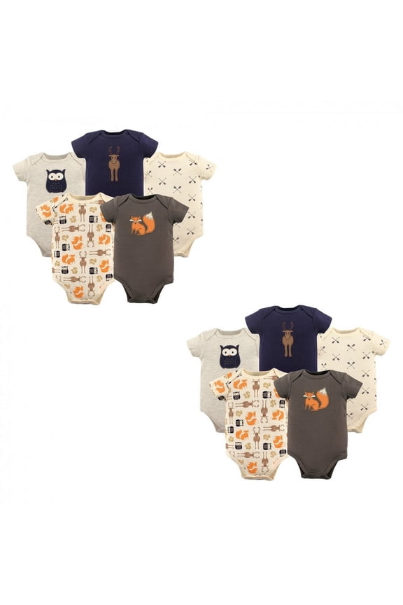 Infant Boy Cotton Bodysuits, Forest 10-Piece, 6-9 Months